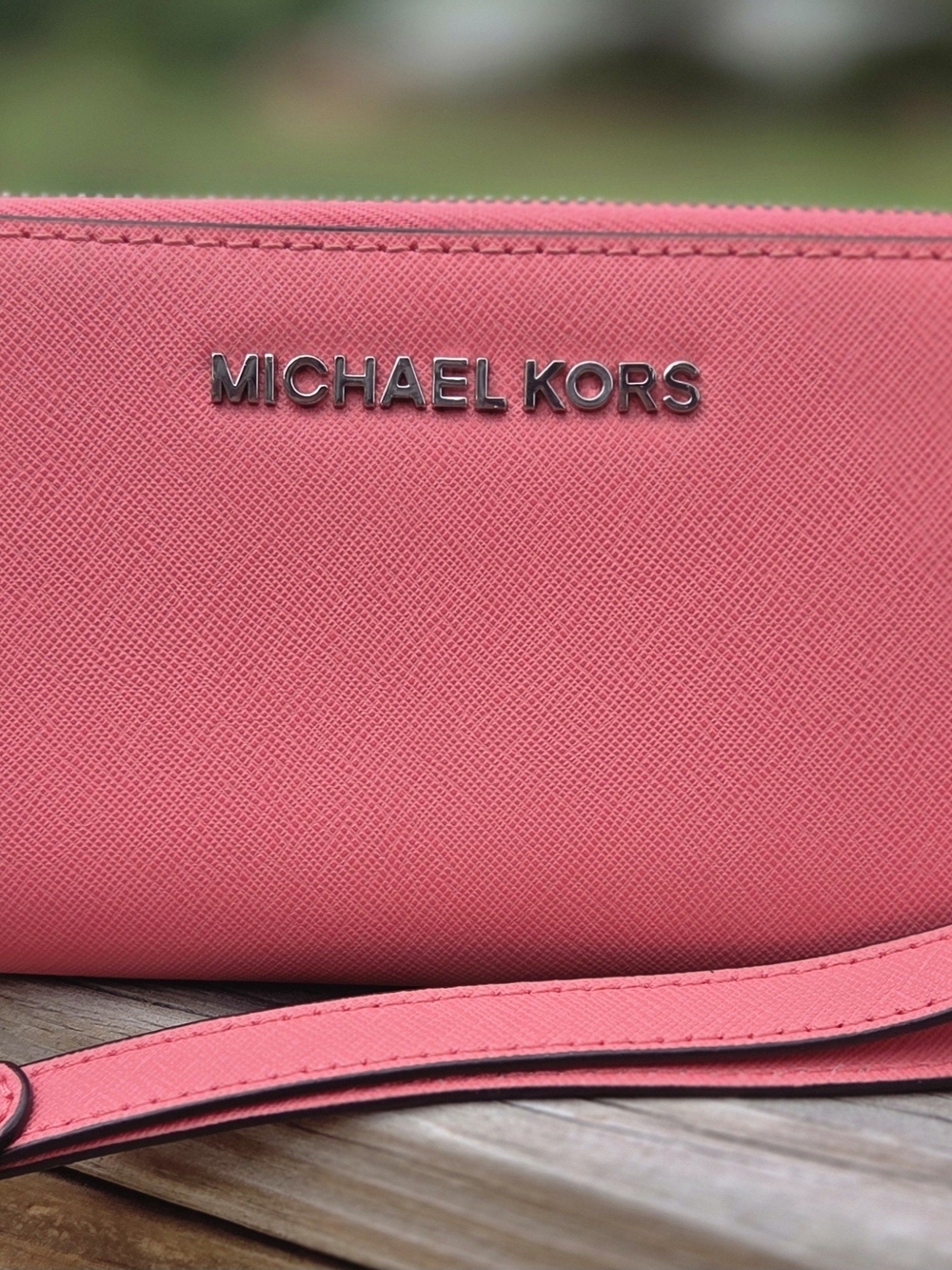 Michael Kors Coral Pink Saffiano Wristlet